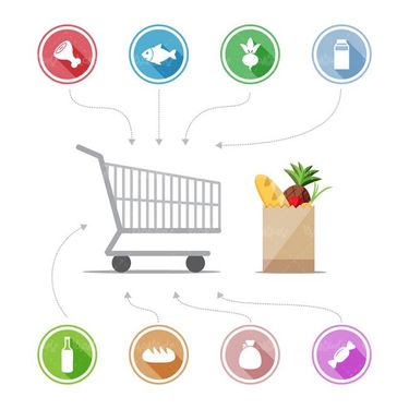 وکتور مواد غذایی وکتور پاکت خرید وکتور گوشت