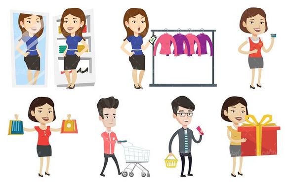 وکتور لباس فروشی وکتور پوشاک وکتور پاکت خرید وکتور سبد خرید1