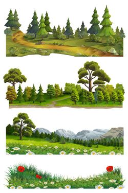 وکتور منظره وکتور طبیعت بهاری وکتور  درخت وکتور بهار