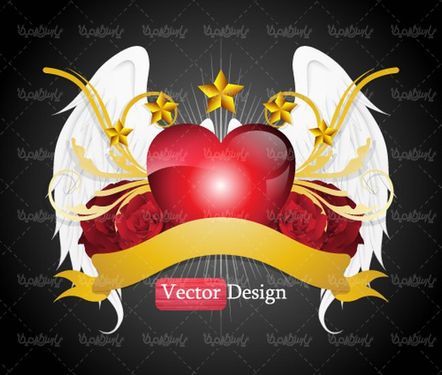 وکتور پر وکتور لوگو بال پرنده وکتور قلب