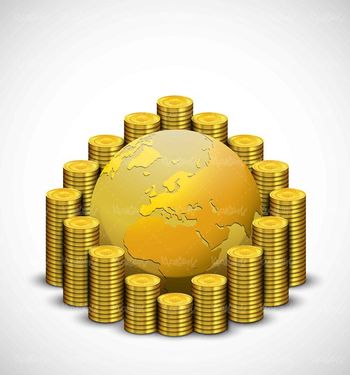 وکتور سکه طلا وکتور سکه دلار  وکتور کره زمین