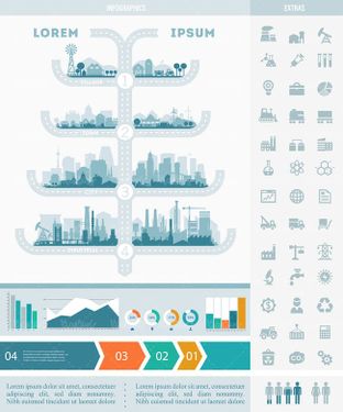 وکتور اینفوگرافی وکتور شهرک صنعتی وکتور آیکن