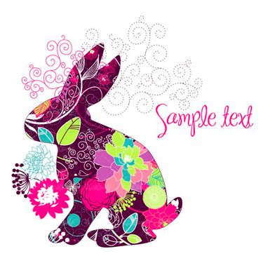 وکتور خرگوش وکتور گل و بوته