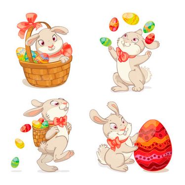 وکتور خرگوش وکتور تخم مرغ رنگی