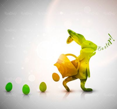 وکتور خرگوش وکتور سبد تخم مرغ رنگی