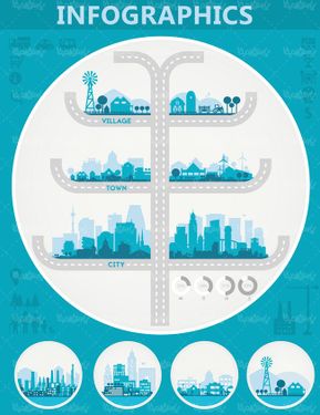 وکتور اینفوگرافی وکتور جاده وکتور شهر