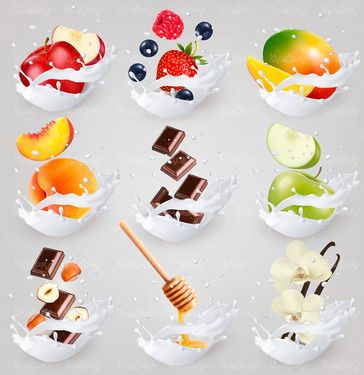 وکتور شیر و میوه وکتور شیر و شکلات