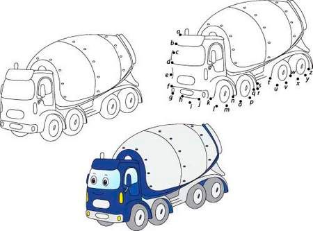 وکتور نقاشی میکسر  وکتور ماشین سنگین کارتونی
