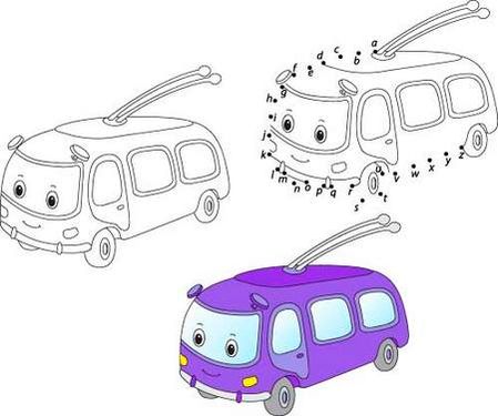 وکتور نقاشی اتوبوس برقی  وکتور  مینی بوس