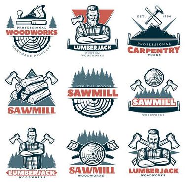 وکتور تجهیزات نجاری وکتور  لوگو چوب بری