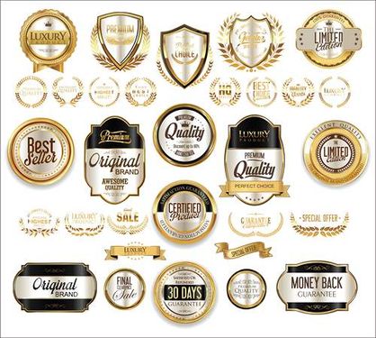 وکتور لیبل طلایی وکتور برچسب دایره ای