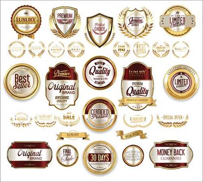 وکتور لیبل طلایی وکتور برچسب دایره ای