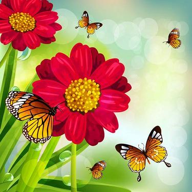 وکتور گل بهاری وکتور پروانه وکتور بک گراند