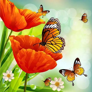 وکتور گل بهاری وکتور پروانه وکتور بک گراند