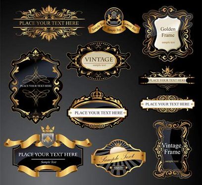 وکتور لیبل وکتور برچسب وکتور روبان طلایی