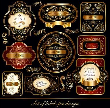 وکتور لیبل وکتور برچسب وکتور روبان طلایی