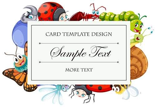 وکتور طراحی کارت وکتور حاشیه حشرات