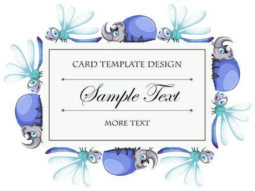 وکتور طراحی کارت وکتور  حاشیه حشرات