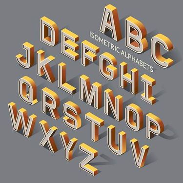 وکتور حروف سه بعدی وکتور حروف گرافیکی لاتین