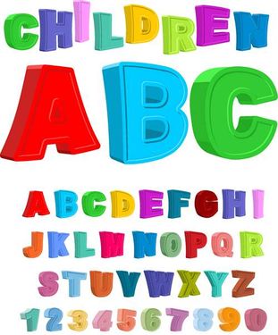 وکتور حروف سه بعدی وکتور حروف گرافیکی لاتین