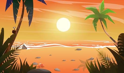 وکتور جزیره وکتور ساحل دریا وکتور غروب دریا