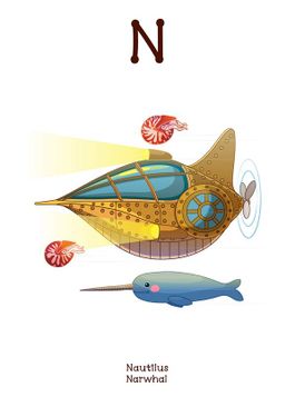 وکتور آموزش زبان انگلیسی وکتور حرف N