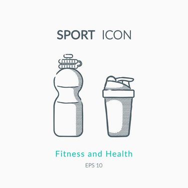 وکتور آیکن بطری آب ورزشی وکتور لیوان ورزشی