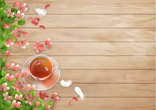 وکتور حاشیه گل طبیعی وکتور فنجان چای