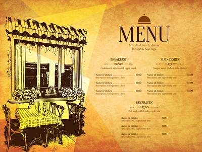 وکتور منوی رستوران وکتور آشپزخانه