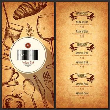 وکتور منوی رستوران وکتور آشپزخانه