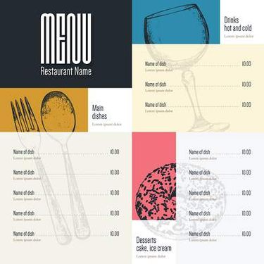 وکتور منوی رستوران وکتور آشپزخانه