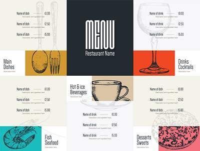 وکتور منوی رستوران وکتور آشپزخانه