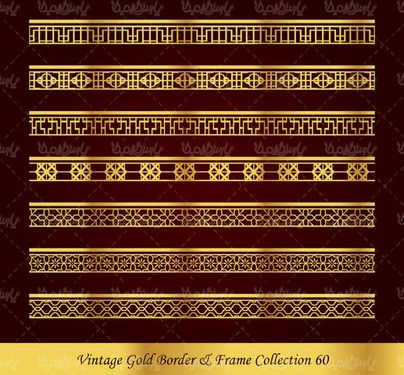 Golden Flower Border Vector