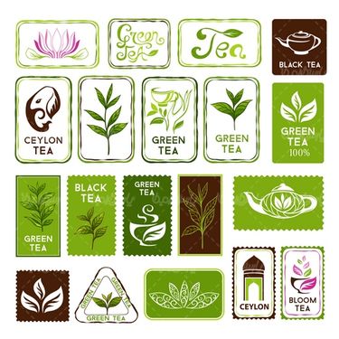 وکتور برچسب چای سبز