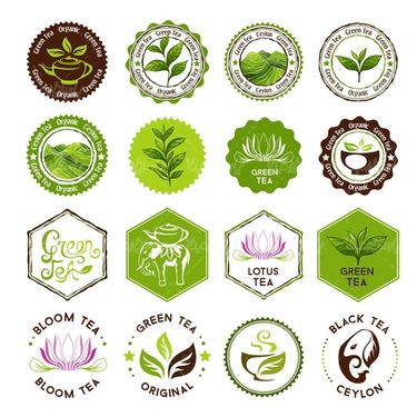 وکتور برچسب چای سبز