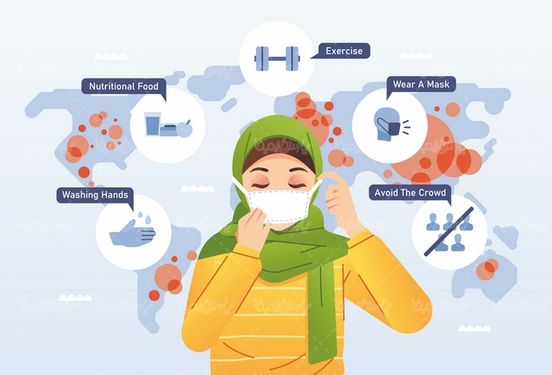 وکتور ماسک زدن زن با حجاب