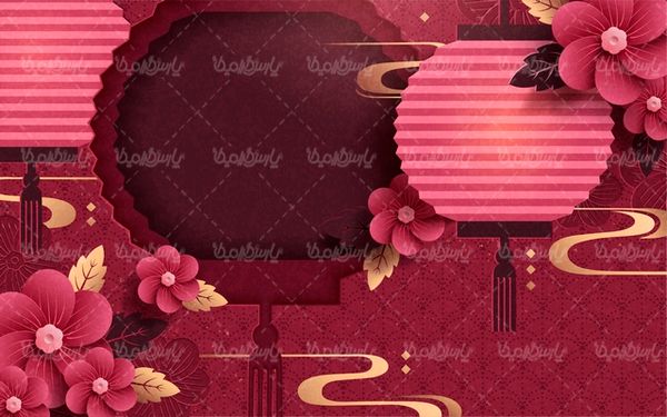 وکتور حاشیه گل و بوته