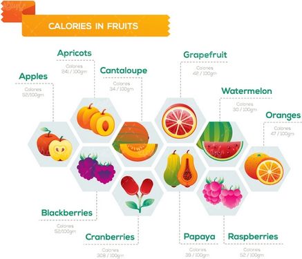 وکتور کالری میوه ها