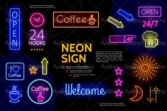 وکتور علائم نئون