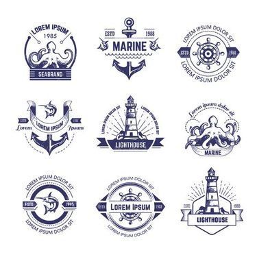 وکتور لیبل فانوس دریایی