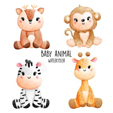 وکتور برداری حیوان کارتونی همراه با برنامه کودک و گورخر