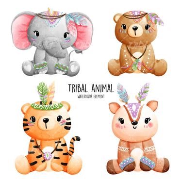 وکتور برداری حیوان کارتونی همراه با برنامه کودک و فیل