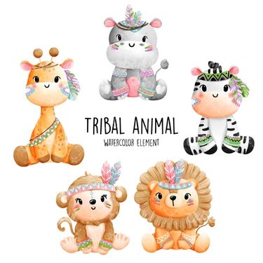 وکتور برداری حیوان کارتونی همراه با برنامه کودک و زرافه