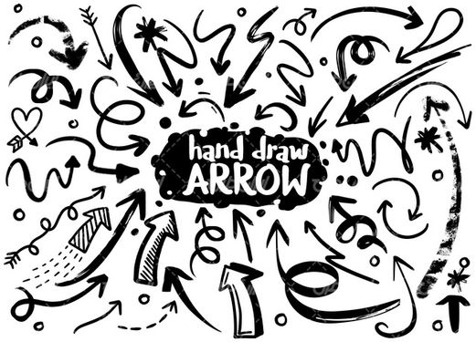 وکتور برداری پیکان سیاه قلم همراه با کمان سیاه قلم