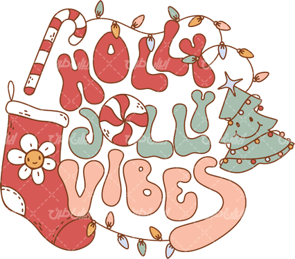 وکتور برداری المان درخت کریسمس همراه با عناصر کریسمس