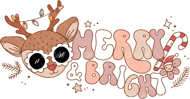 وکتور برداری گوزن شاخ دار همراه با عناصر کریسمس