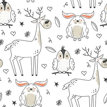 وکتور برداری گوزن سیاه قلم همراه با خرگوش سیاه قلم