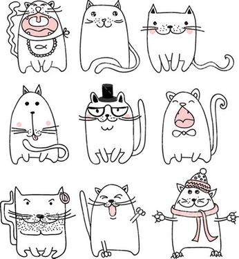 وکتور برداری گربه کارتونی همراه با شخصیت کارتونی و حالت چهره گربه