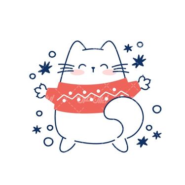 وکتور برداری گربه سیاه قلم همراه با شخصیت کارتونی و حالت چهره گربه