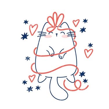 وکتور برداری گربه سیاه قلم همراه با شخصیت کارتونی و حالت چهره گربه